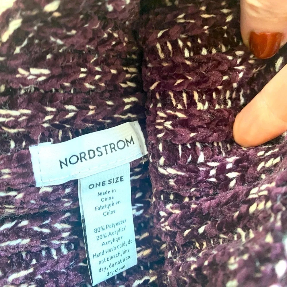 Nordstrom Dark Purple and White Pom Pom Beanie